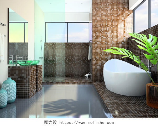 商务简约大气现代家居家居家装装修设计3d建模浴室室内设计